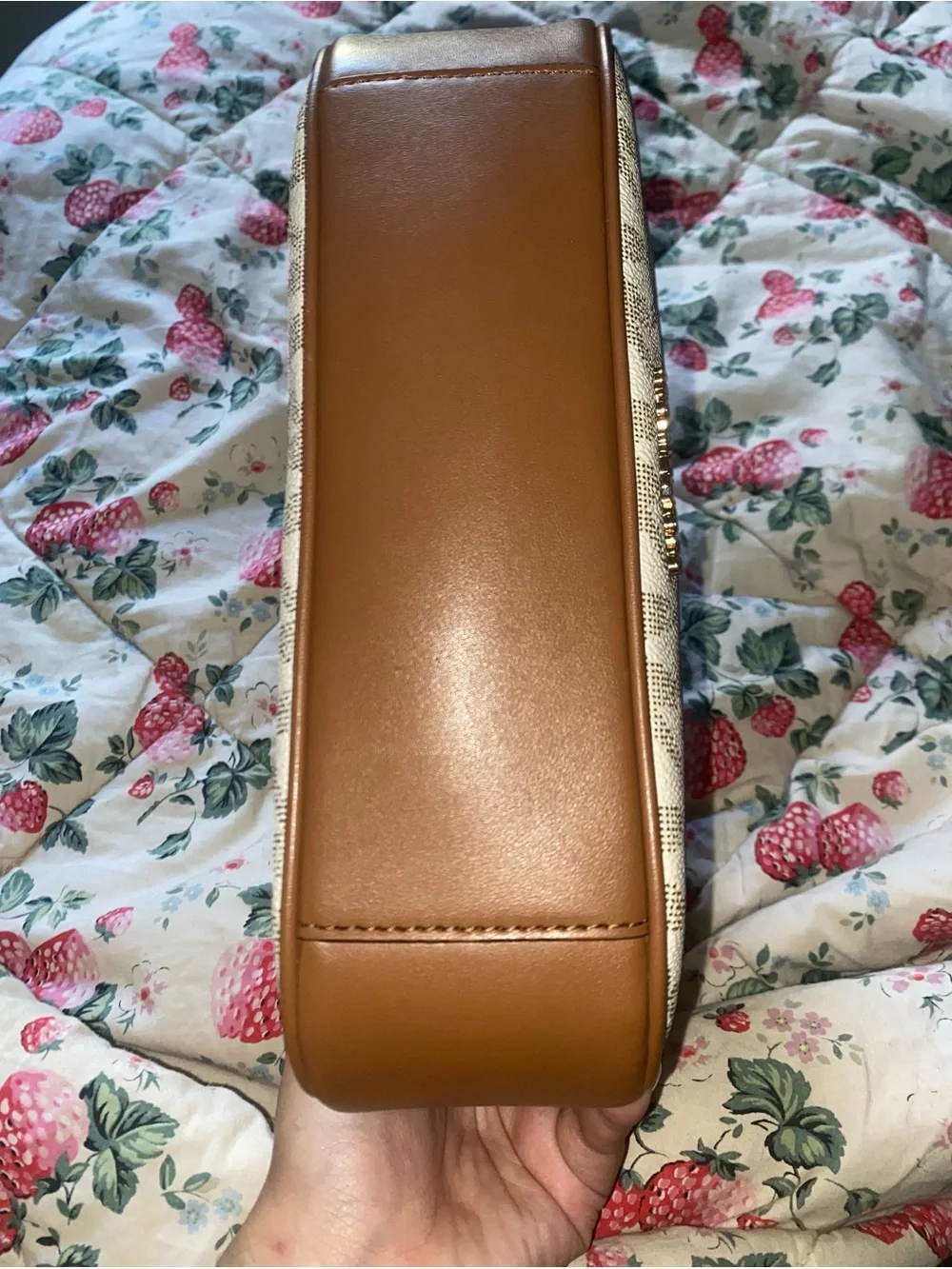 Michael Kors Cream Logo Shoulder Bag with Gold Chain